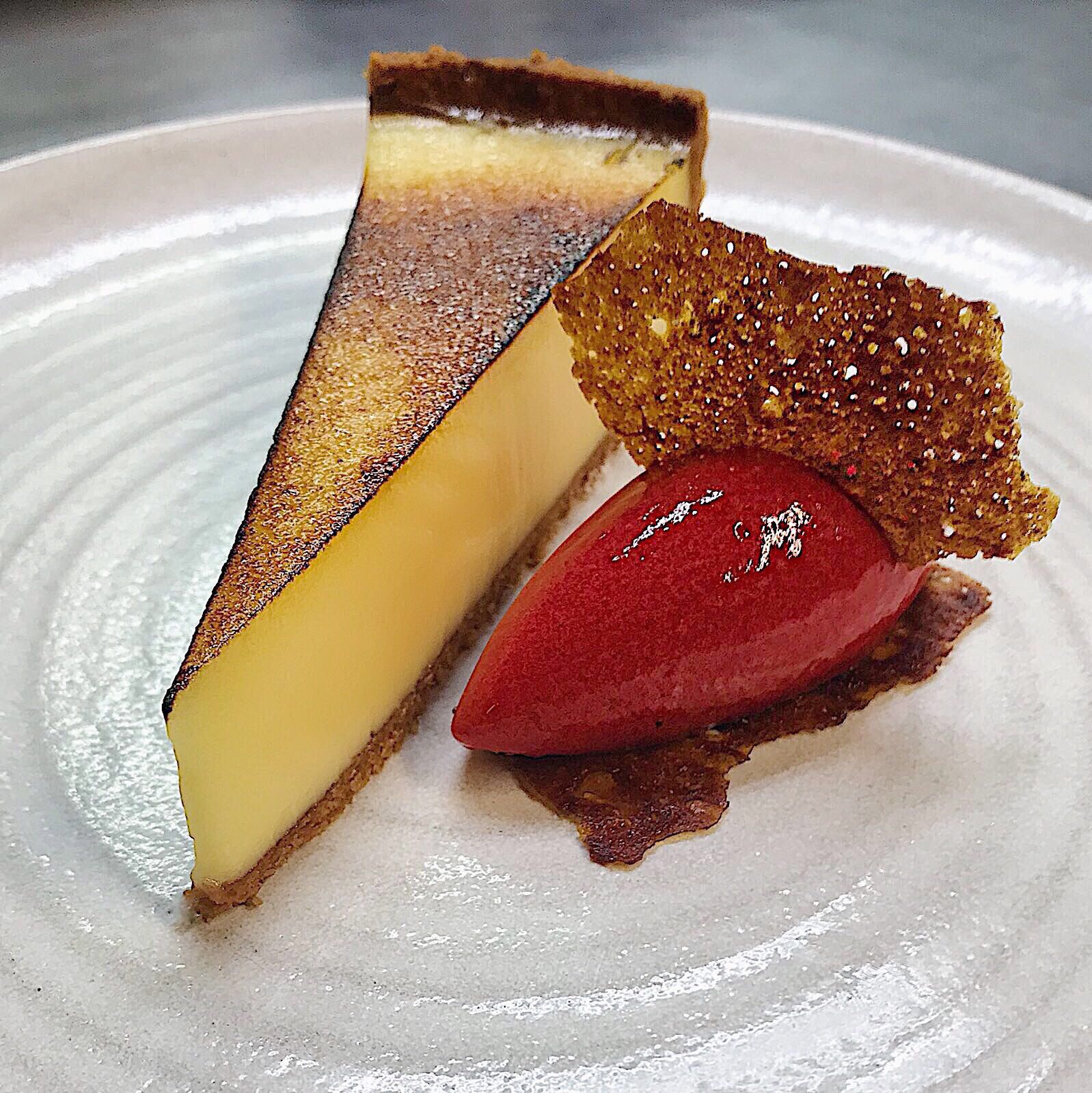 Lemon tart with raspberry sorbet   Tom De Keyser%2C The Coach